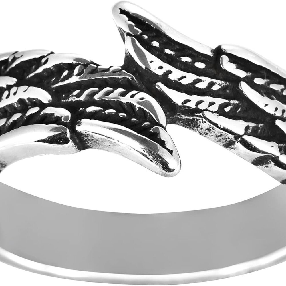 Silver Vintage Angel Wing Ring Stainless Steel Feather Band Rings Jewelry For Wo